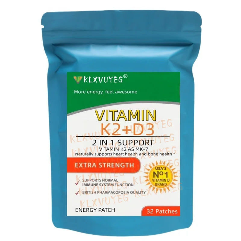 Vitamin K2 (MK7) mit D3 Pflaster für 9 Wochen, enthält Vitamin D & K Komplex Premium gentechnikfrei, Biotin, Vitamin D3 Hauptbild