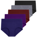 Molasus 5 Stück Damen Baumwollunterhosen Nahtlose Unterwäsche Hohe Taille Volle Abdeckung Damen Slips Set Atmungsaktive Unterhosen Übergröße