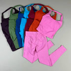 OHNE LOGO Yoga-Outfit Sport-Impact-Gym-Set Neckholder-Oberteil und Leggings-Hosen-Sets Rückenloses Neckholder-Design Hochelastische Sportbekleidung