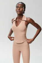 Ärmelloses Fitness-Yoga-Shirt Damen Sommer Slim Fit V-Ausschnitt Gym Lauftop Atmungsaktive Schnelltrocknende Sportbekleidung Workout Kleidung