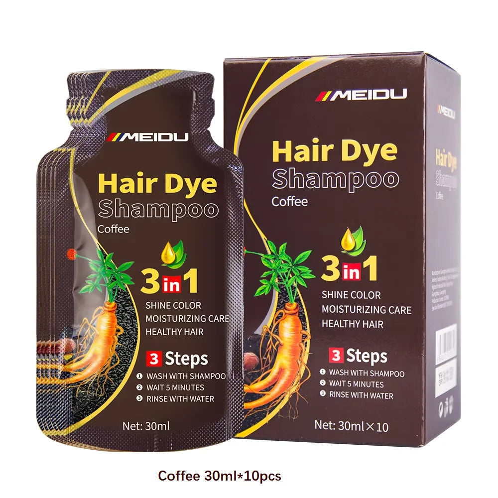 30ml/500ml 3-in-1 Schnell-Haarfärbeshampoo Naturschwarz Kräuter-Haarfarbe Feuchtigkeitsspendend Milde Haarfärbe-Pflegespülung Haarpflegeprodukte