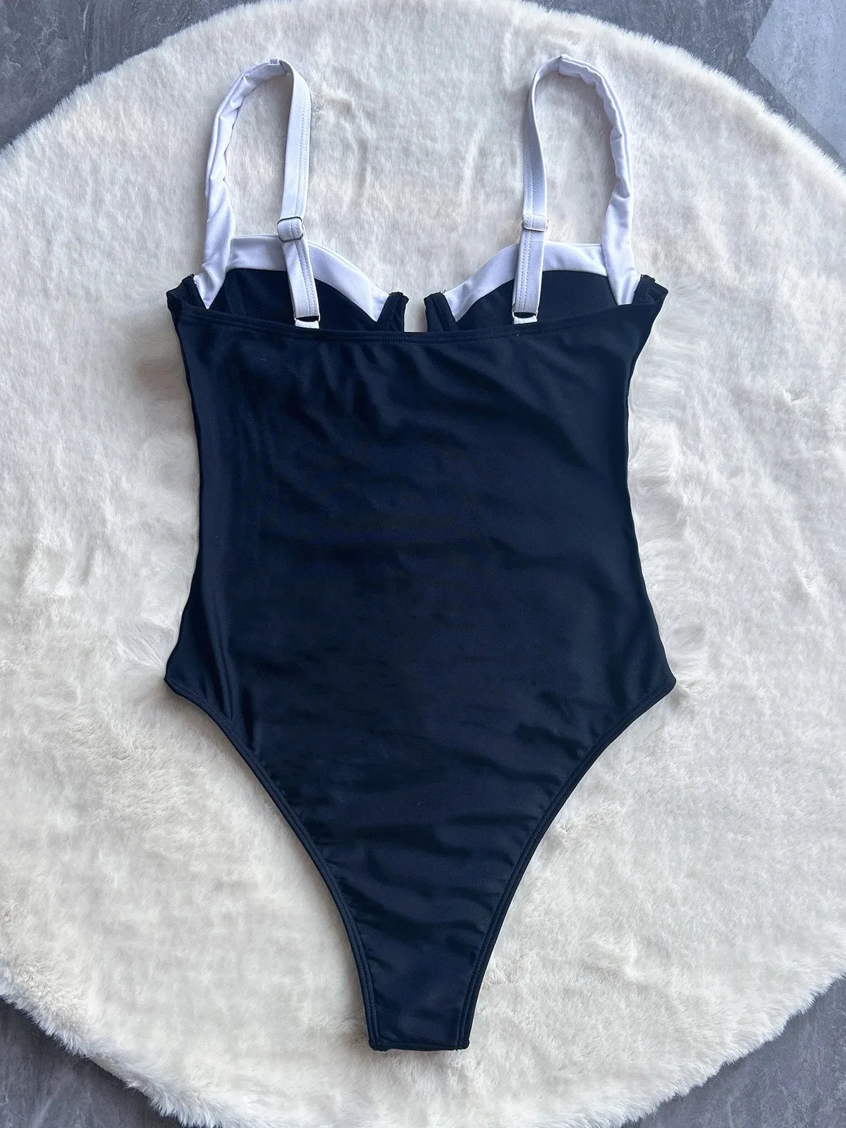 Damen Push Up Einteiliger Badeanzug Sexy Patchwork Monokini Bademode 2024 Badeanzug Strandmode Rückenfreier Badeanzug Schwimmanzug