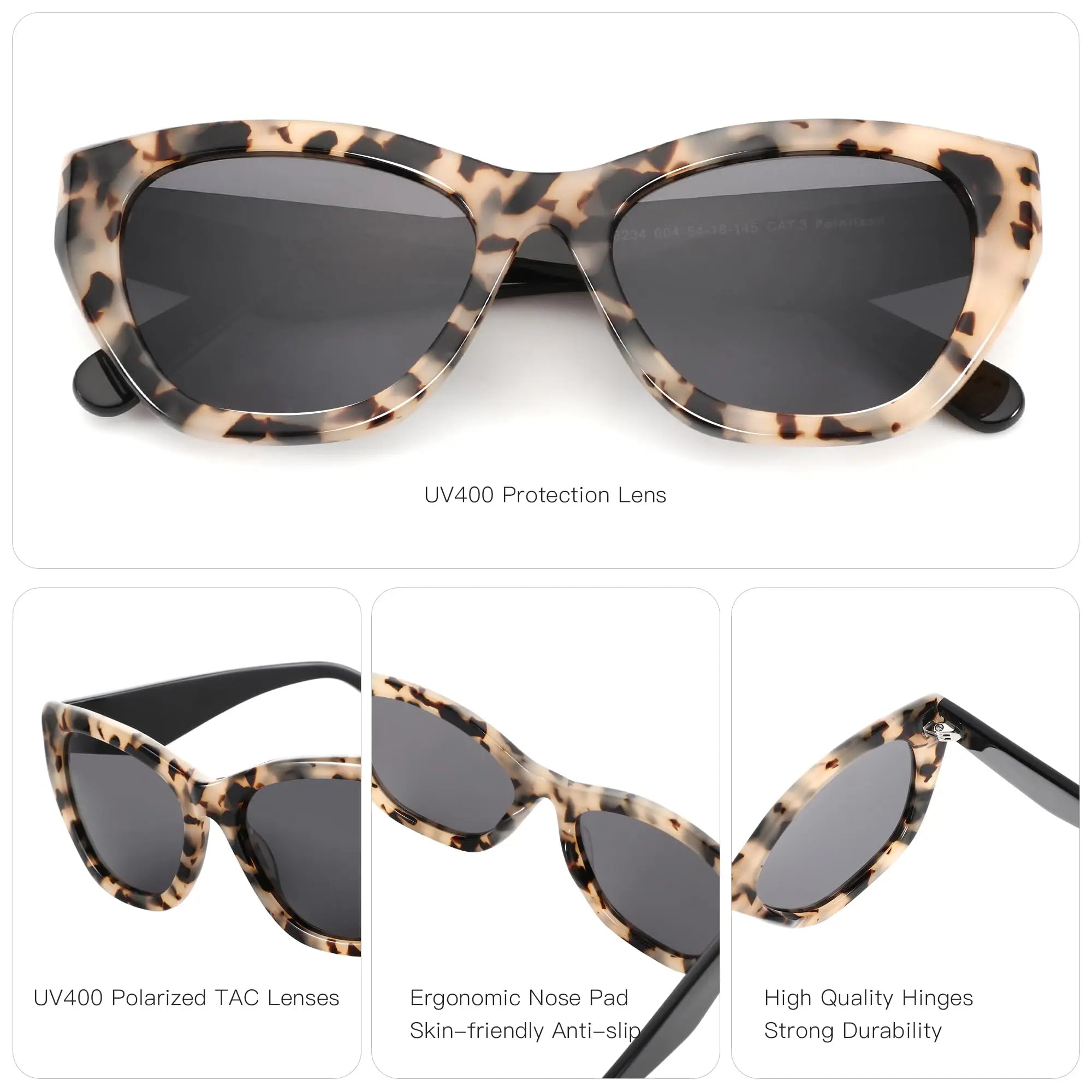 ZENOTTIC Polarisierte Sonnenbrille Damen Cat-Eye: Trendige Cateye Sonnenbrille für Damen - Süße Sonnenbrille UV400 Schutz