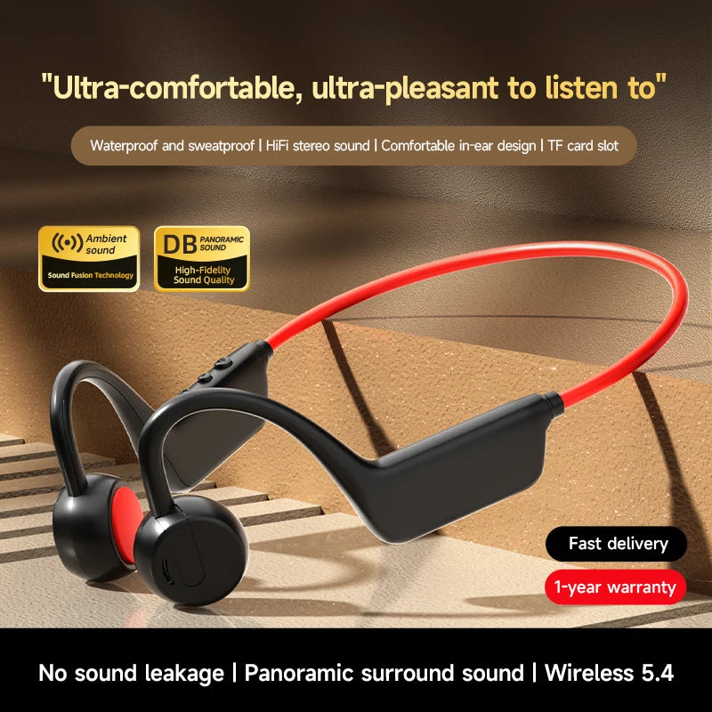 OnePlus Knochenschall-Headset Sportkopfhörer IPX8 wasserdicht Bluetooth 5.4 kabellose Kopfhörer Freisprechfunktion mit Mikrofon für Sport