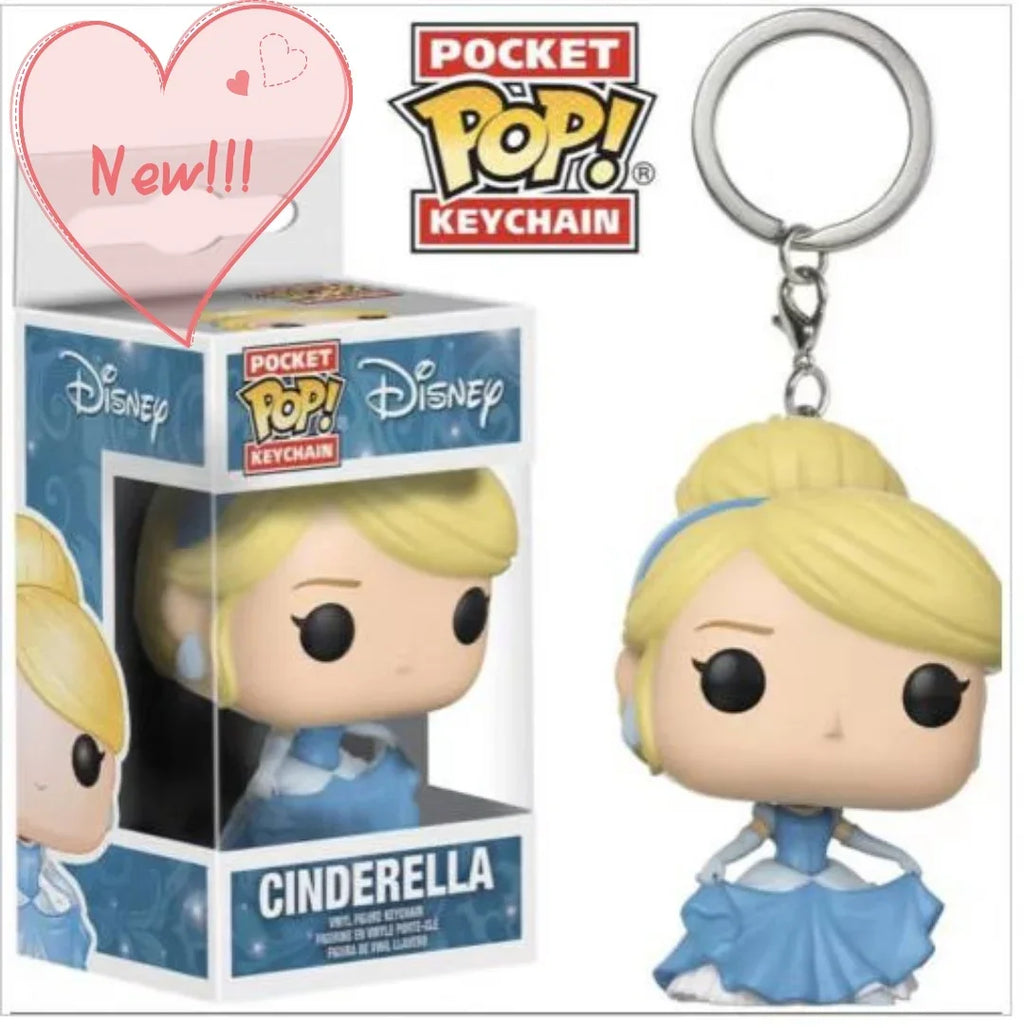 Neue FUNKO Schlüsselanhänger Disney Dämonin Prinzessin Bella Arielle Alice Anna Elsa Bell Jack Sally Stitch Actionfigur Spielzeug Ornamente