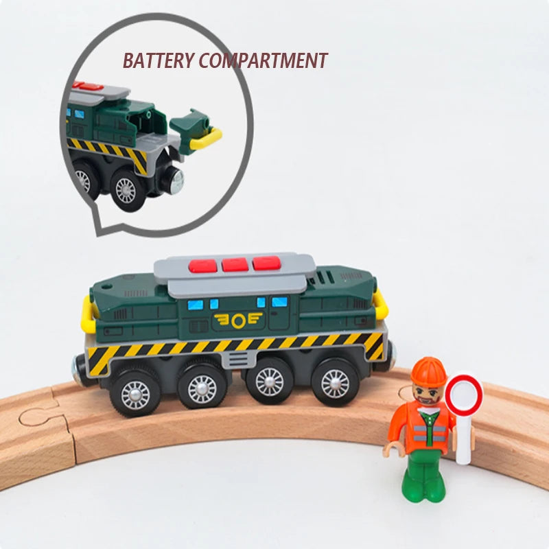 Holz Eisenbahn Lokomotive Magnetische Elektrische Auto Zug Spielzeug Passend für Biro Holz Diecast Slot Schienenbahn Weihnachten Geschenk