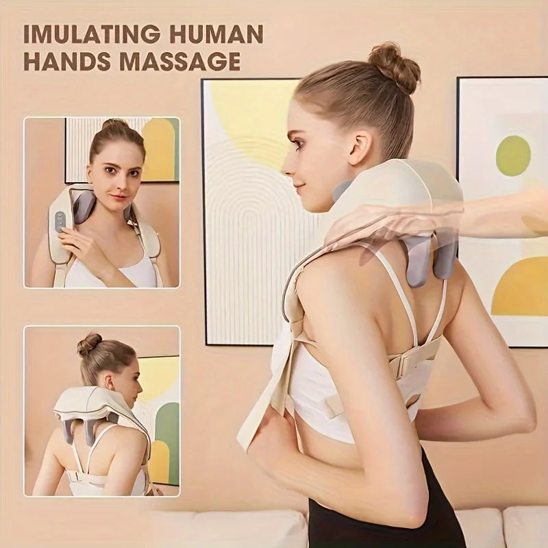 Nacken-Schulter-Massage-Schal Entspannungsgerät Halswirbelsäule Muskel Beheizter Trapezius-Massager Pressen Kneten Aufladen