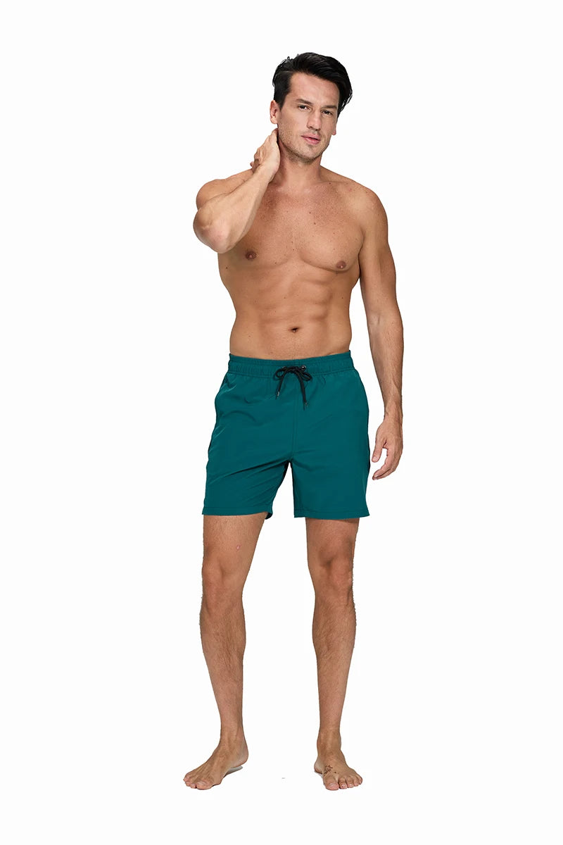 Escatch 2026 Sommer Herren-Badebekleidung Einfarbig Multicolor Polyester-Netzfutter Seitliche Reißverschlusstasche Maillot De Bain Homme Sportshorts