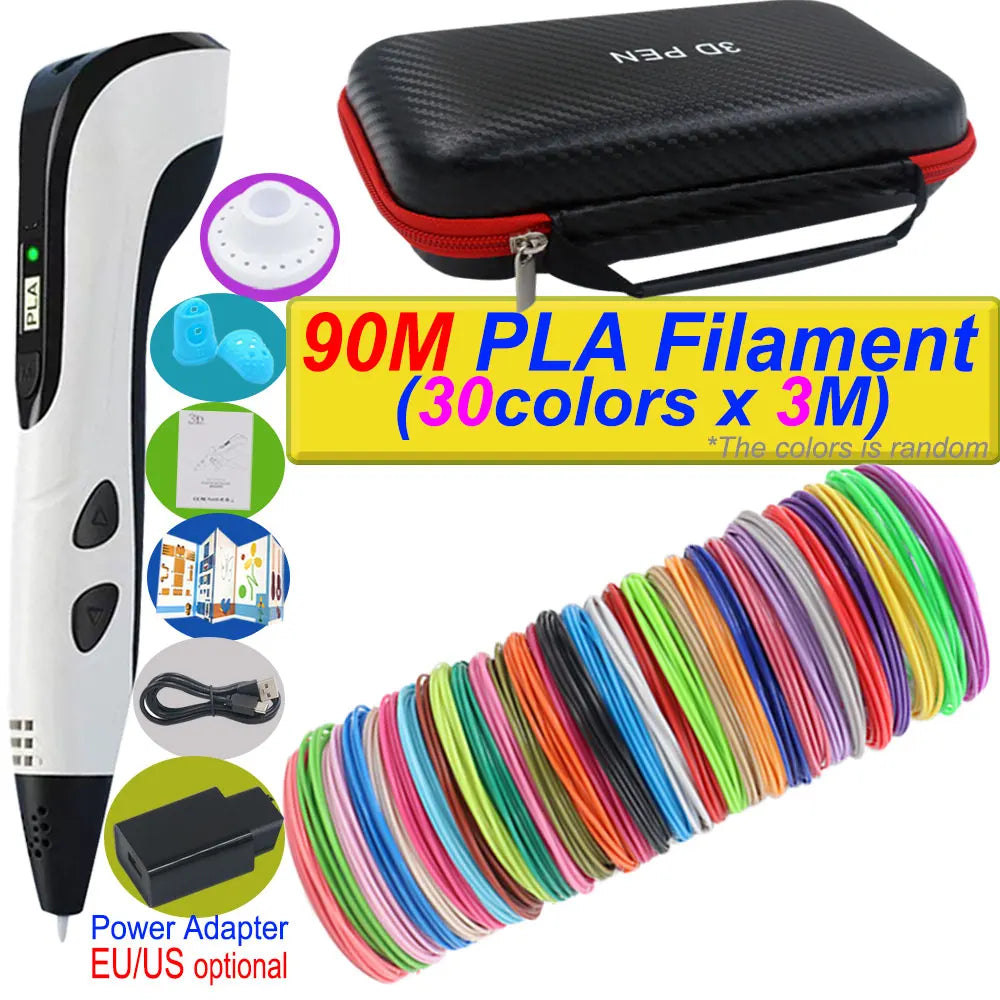 2026 Neue 3D-Druckstift DIY Dreidimensionale Malerei Kinderspielzeug mit LCD-Bildschirm Netzteil 200M PLA-Filament Spielzeug Geschenk