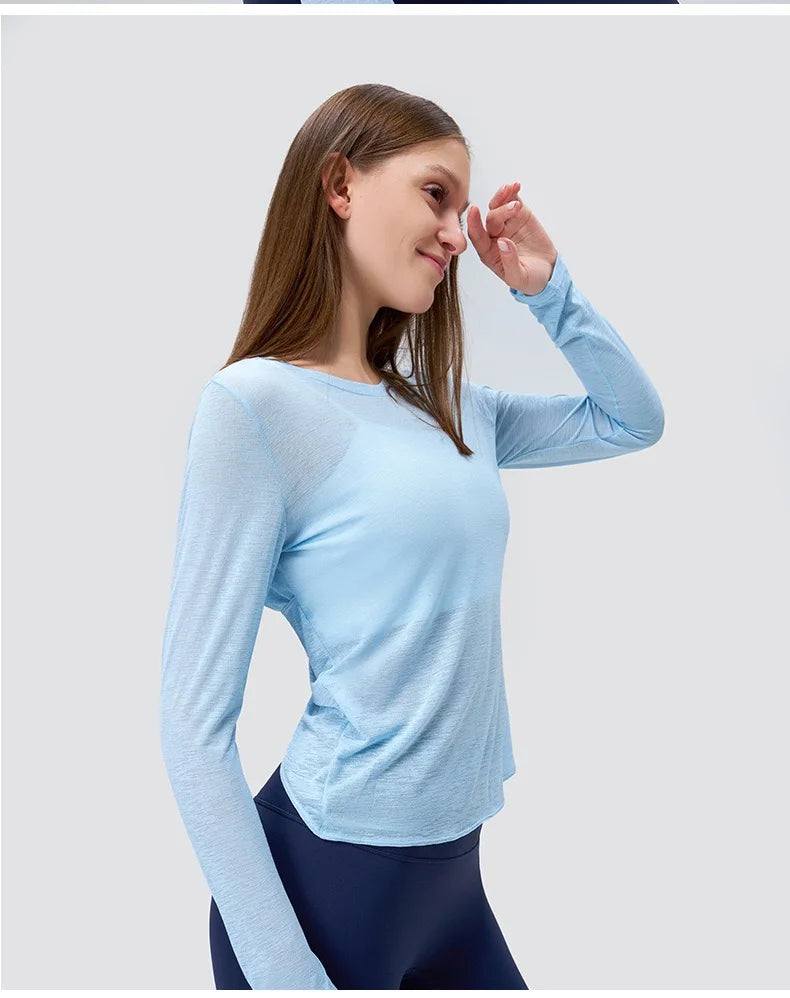 Yogaanzug Damen Langarmshirts Schöne Rücken Sportanzug Tops Schmale Lose Bluse Pilates Fitness Gym Anzug Laufbekleidung