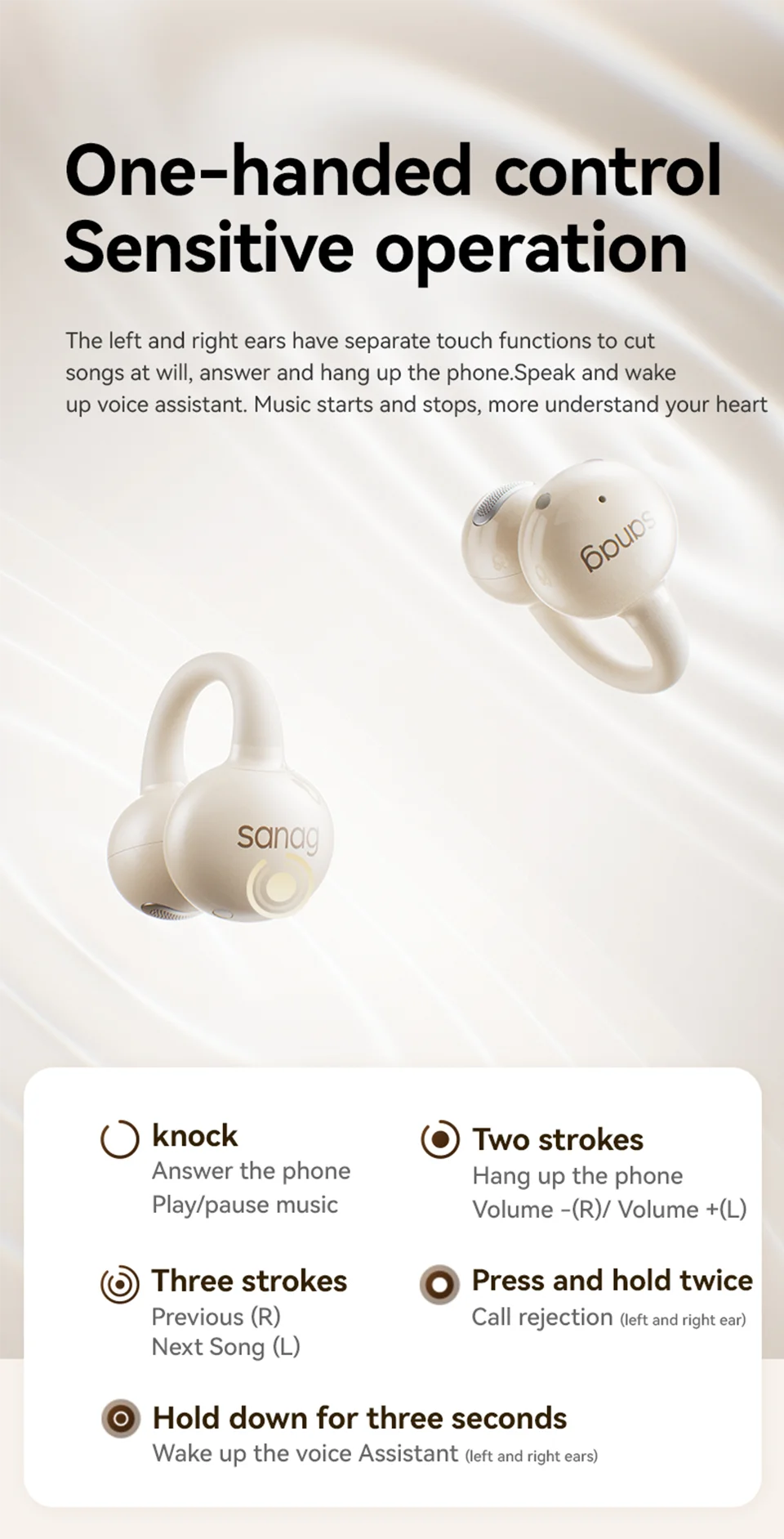Sanag Z60S Ohrclip-Kopfhörer OWS HiFi-Sound Open-Ear-Ohrhörer Audífonos Bluetooth Kabellose Kopfhörer Flash-Sale Headset