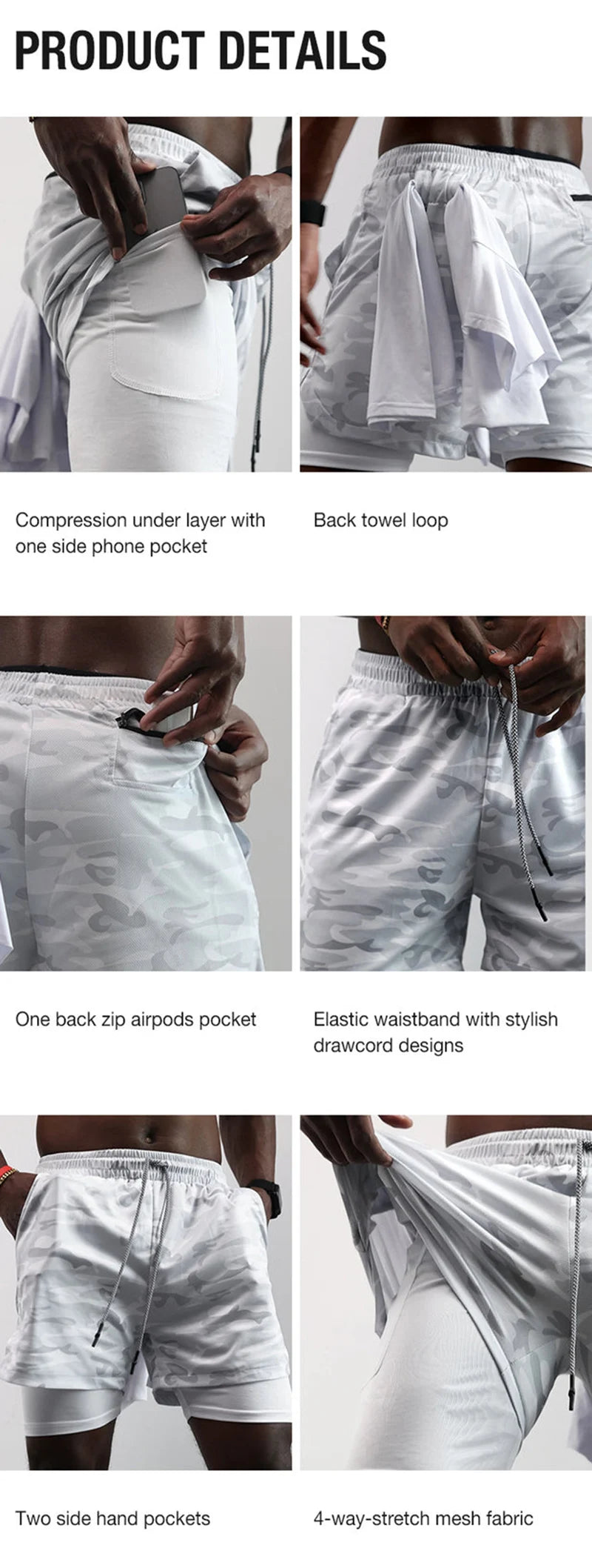 Herren-2-in-1-Lauf-Workout-Shorts mit Druck, Christian Gym Athletic Performance Shorts mit Handytasche und Handtuchschlaufe, Activewear