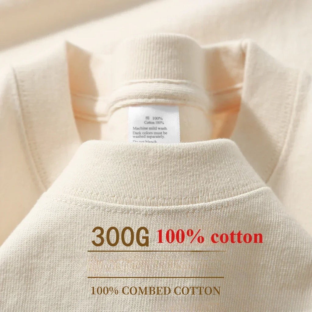 Sommer Baumwolle Strapazierfähiges 300-Gramm-T-Shirt aus amerikanischer Reinbaumwolle für Herren mit kurzen Ärmeln, lässiges Basic-Oberteil, Oversized T-Shirt