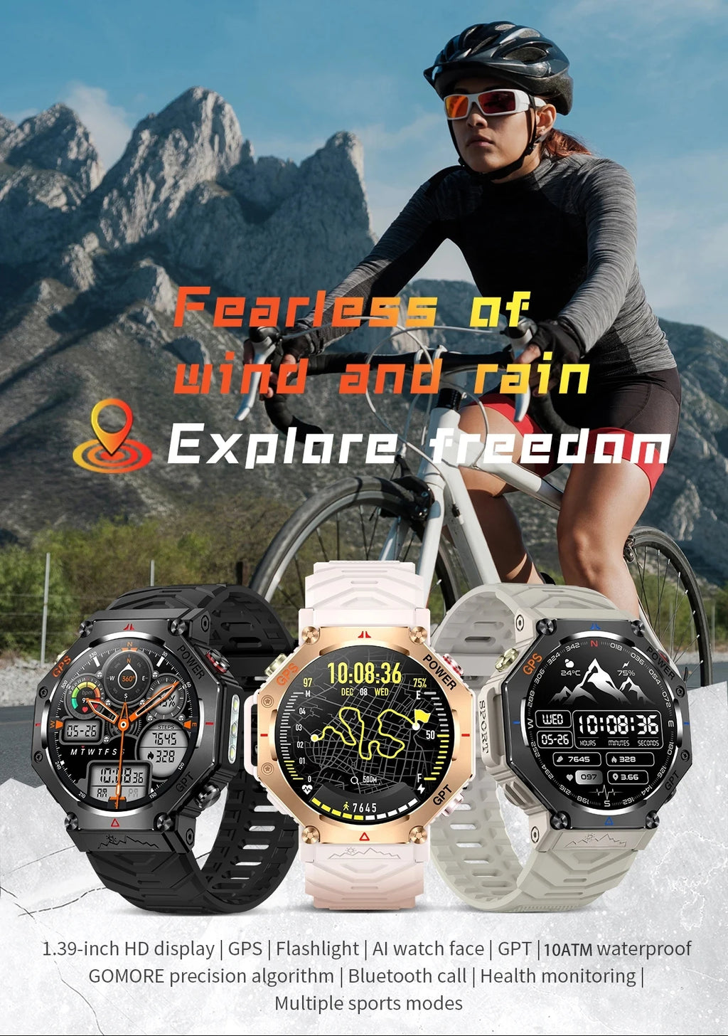 T-Rex 3 Ultra Militärische GPS-Smartwatch 10ATM Wasserdicht Kompass Höhenmesser Barometer AMOLED Herren HD Anruf Sport-Smartwatch