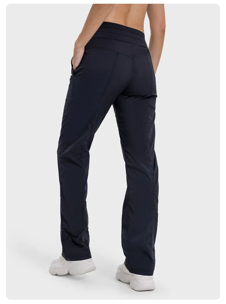 Women Quick Drying Sports Pants Lightweight Breathable Running Fitness High Waisted Loose Wide Leg Casual Yoga Pants 2024 Autumn