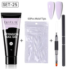 LILYCUTE 15ml Verlängerungsgel-Nagellack-Set Quick Nail Prolong mit Verlängerungsform-Nagelspitzen Acryl-Lösung Maniküre-Werkzeug-Kit