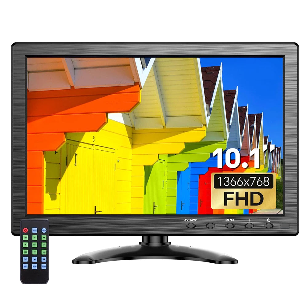 Eyoyo EM101AD 10-inch Security Monitor 1366x768 HD Resolution LCD Screen Desktop Monitor Supports Wall Mounted, HDMI VGA AV BNC USB Input, Built-in Speakers, Second Display for Computer PC CCTV Camera NVR Hauptbild