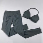UETEEY Set für Damen, Trägerloser Yoga-BH, Sport-Top, Workout-Leggings-Set, Nahtloses Fitnessstudio-Set, Fitnesskleidung, Outfit, Activewear