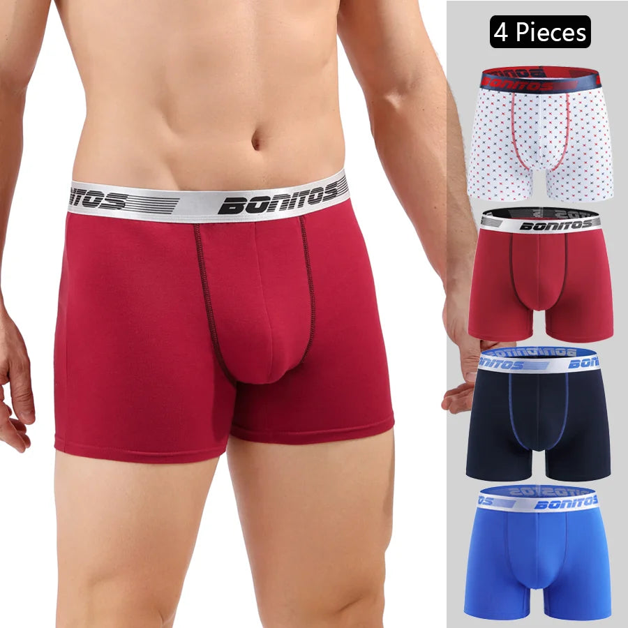 4 Stück Boxershorts Herrenslips Homme Unterhosen Boxershorts Unterwäsche für Männer Baumwolle Herren-Paar Sexy Set Calecon Lot Soft Box