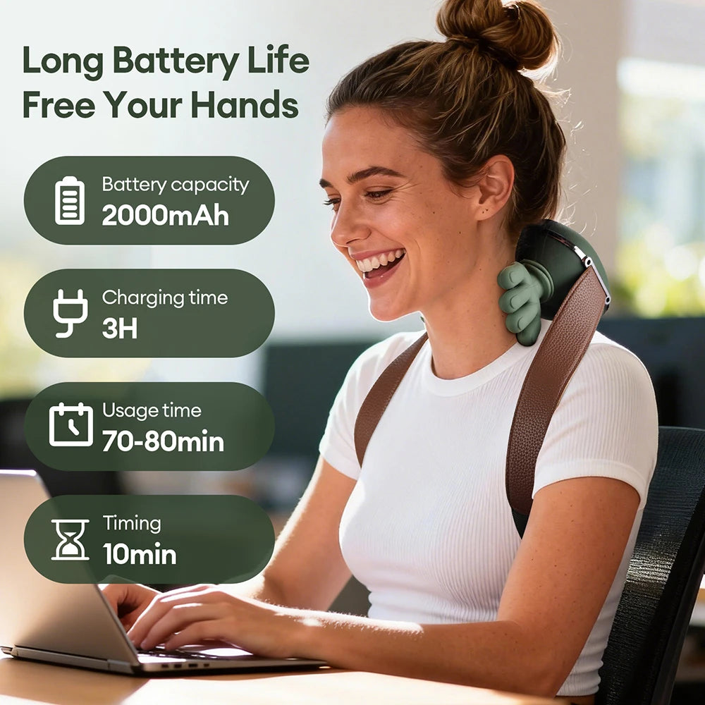 4D Bionic Finger Nacken-Schulter-Massagegerät Kabelloses Nacken-Halswirbel-Trapezius-Knetmassage-Schal Bürstenloser Motor Nackenmassagegerät