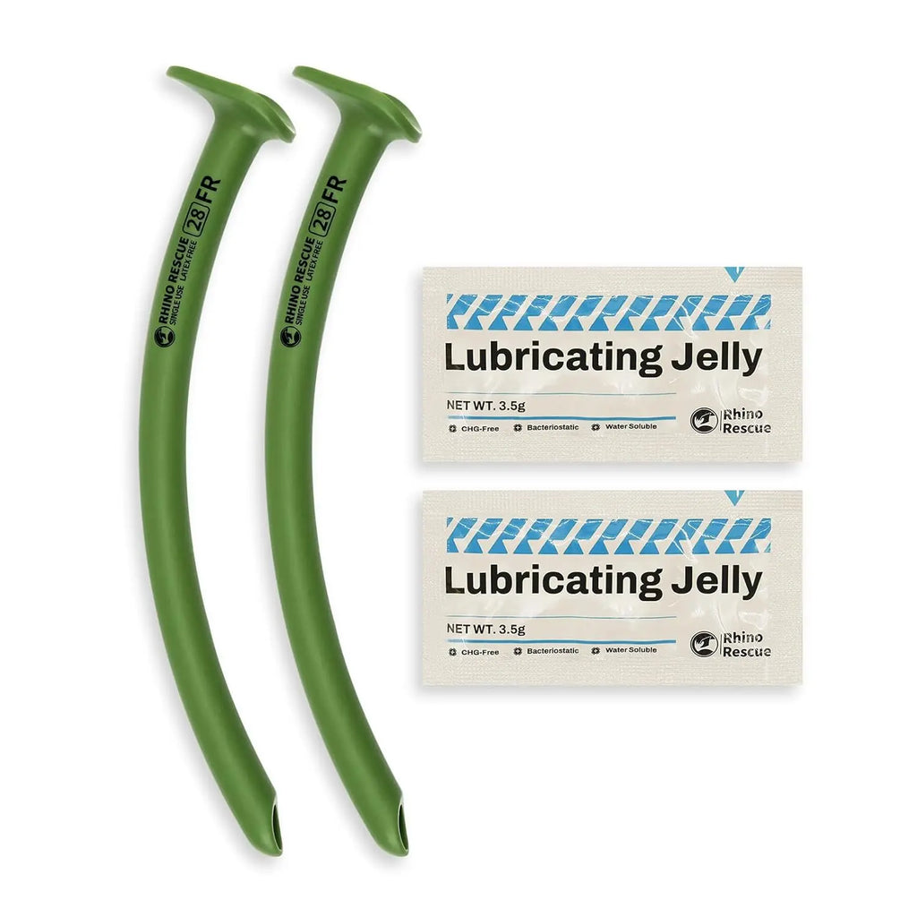 RHINO RESCUE Nasopharyngeal-Tubus, NPA Nasaler Tubus 28 FR. mit Gleitmittel (2er-Pack)