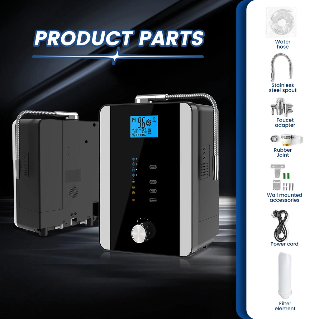 CAWOLO Alkalischer Wasserionisator PH-Wassergerät Alkalischer Wasserspender 11 Platten Platinbeschichtung Alkalischer Wasserionisierer