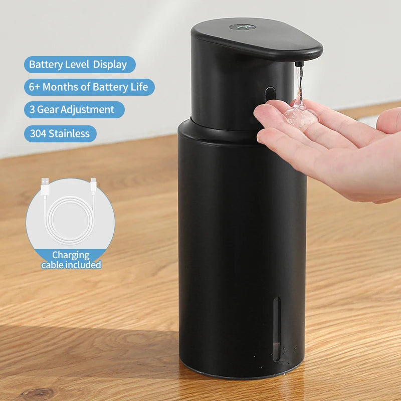 480ml Küchen-Seifenspender Automatischer Sensor Händedesinfektionsmittel Maschine Intelligenter elektrischer Körperwasch-Seifenspender aus 304 Edelstahl