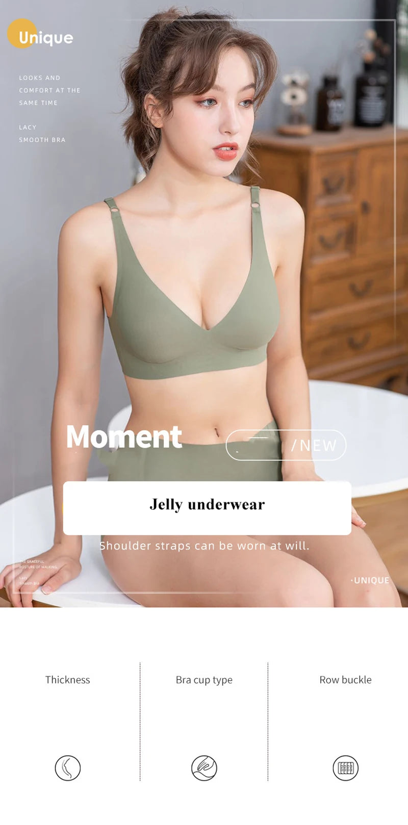Sexy Nahtloser BH Ohne Bügel Verstellbare Drahtlose BHs Damen Unterwäsche Weiblicher Push-Up Gepolsterter Bralette Dessous Intimates