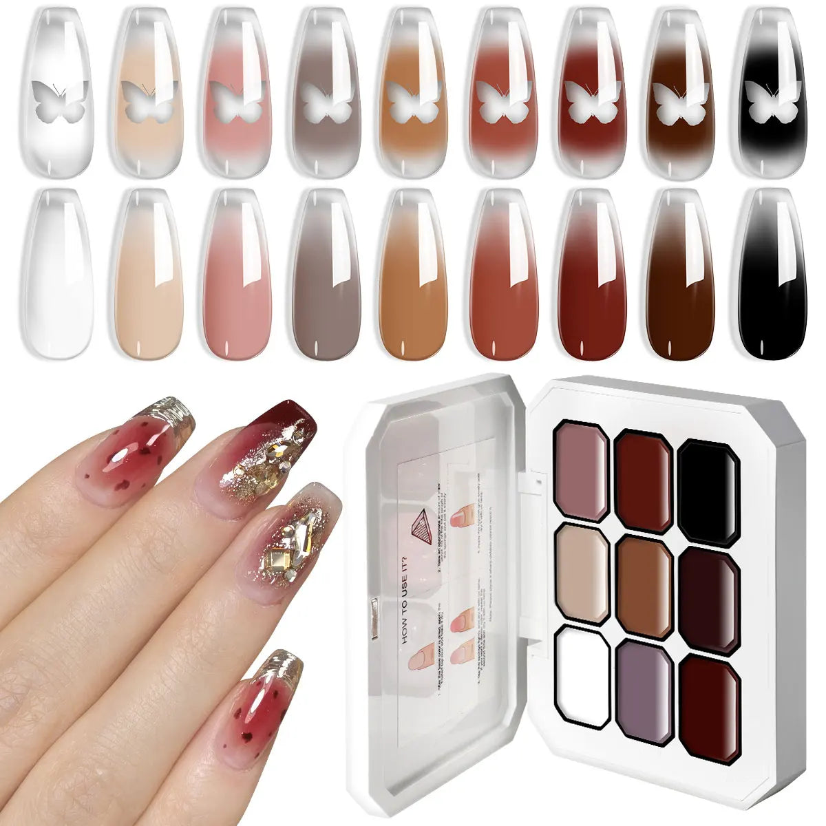 LIMEGIRL Gradient Gel Set Semipermanent – Hochglänzend – Farbverlauf – Buntes Nagelgelpolitur-Set Ablösbarer Lack für Nagelkunstdesign