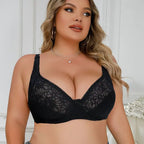 Beauwear Floral Lace Bras for Women Plus Size Bra Thin Unlined Underwear Comfort Lingerie