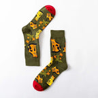 1 Paar Damensocken Cartoon Hund Krake Blume Pflanze Kawaii Lustige Freizeit Damen Baumwollsocken Strümpfe Streetwear Harajuku Crew Socken