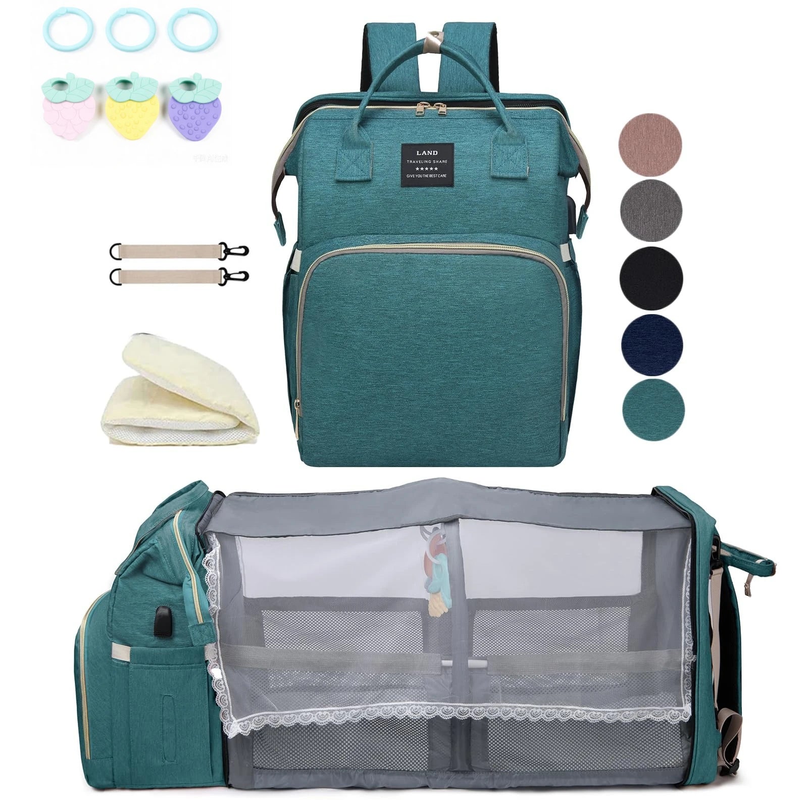 Wickeltasche Leichtgewicht Tragbares Klappbett Großraum-Reise-Maternity-Taschen Baby-Rucksack Weibliche Mama-Ausgehtasche