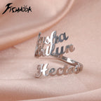Personalisierter Doppel-Vorname-Ring für Damen und Herren, personalisiertes Paar-Familien-Geschenk, goldfarbener Edelstahl-Metallschmuck