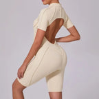 Damen-Trainingsanzug Fitness-Workout Sportkleidung Outfit Reißverschluss-Jumpsuit Yoga Fitness Overall Set Offene Rücken Bodysuits Anzug für Damen