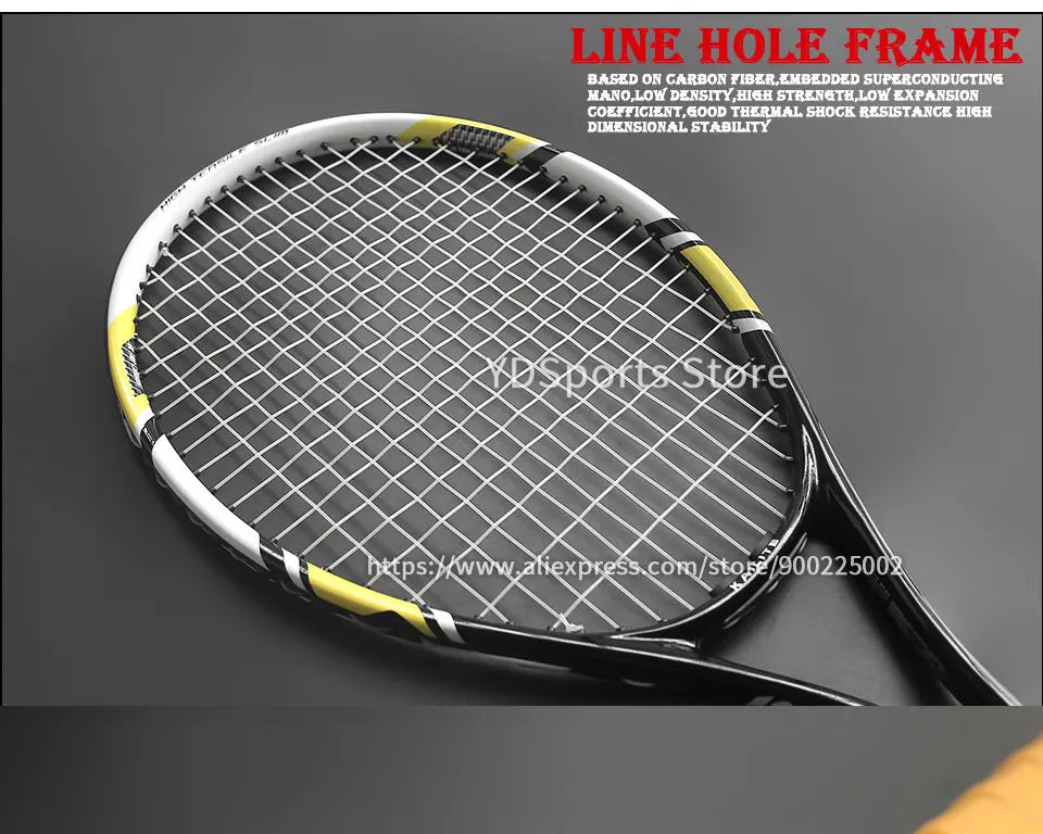 Professional Unisex Carbon Fiber Tennis Racket With Bag Training Paddle Rackets For Adult Men Women Ultra Light Racquet