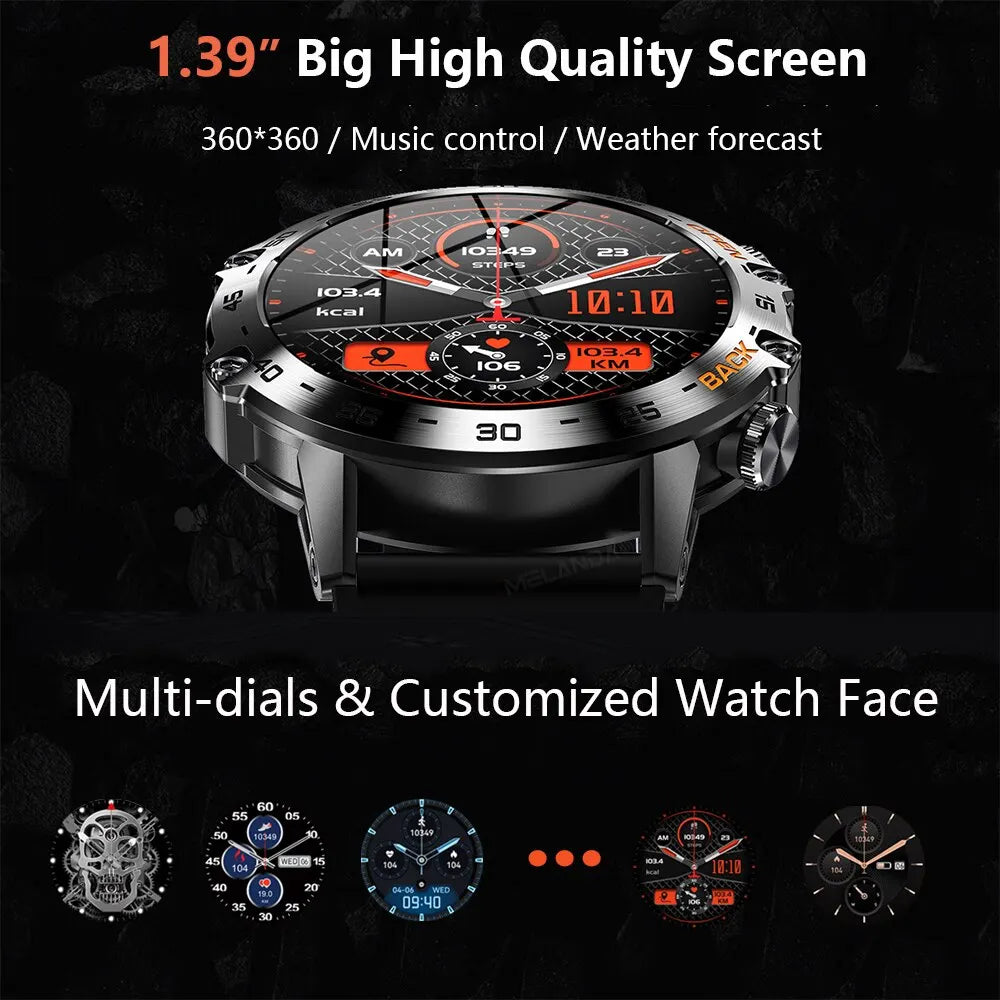 MEVADEN Steel 1,39 Zoll Herren Luxus-Smartwatch Bluetooth Anruf Sport-Fitness-Tracker Gesundheitsmonitor Smartwatch für Männer MD52