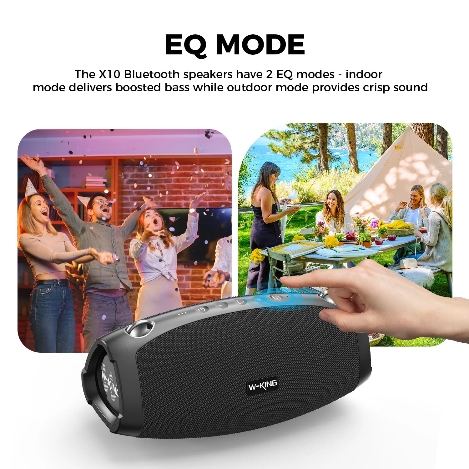 W-KING (120W PEAK)70W Tragbare laute Bluetooth-Lautsprecher mit kabellosem Mikrofon, wasserdichte kabellose Outdoor-Bluetooth-Lautsprecher