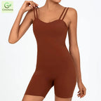 Greenora Damen Workout Strampler Sexy Rückenfrei Yoga Overall Eng Anliegend Body Fitness Activewear Ärmellose Sportbekleidung Einteiler