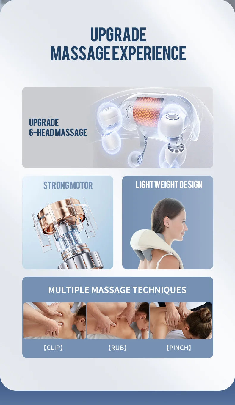 Foreverlily 26W Bürstenloser Motor Nacken- und Schultermassagegerät Kabelloses Nacken- und Rückenmassage-Schal Nackenmassager