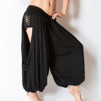5XL Freizeit Damenhosen Haremshosen Sport Weite Hippie Sexy Hollow Out Streetwear Lockere Strandhosen Ropa Mujer Talla Grande
