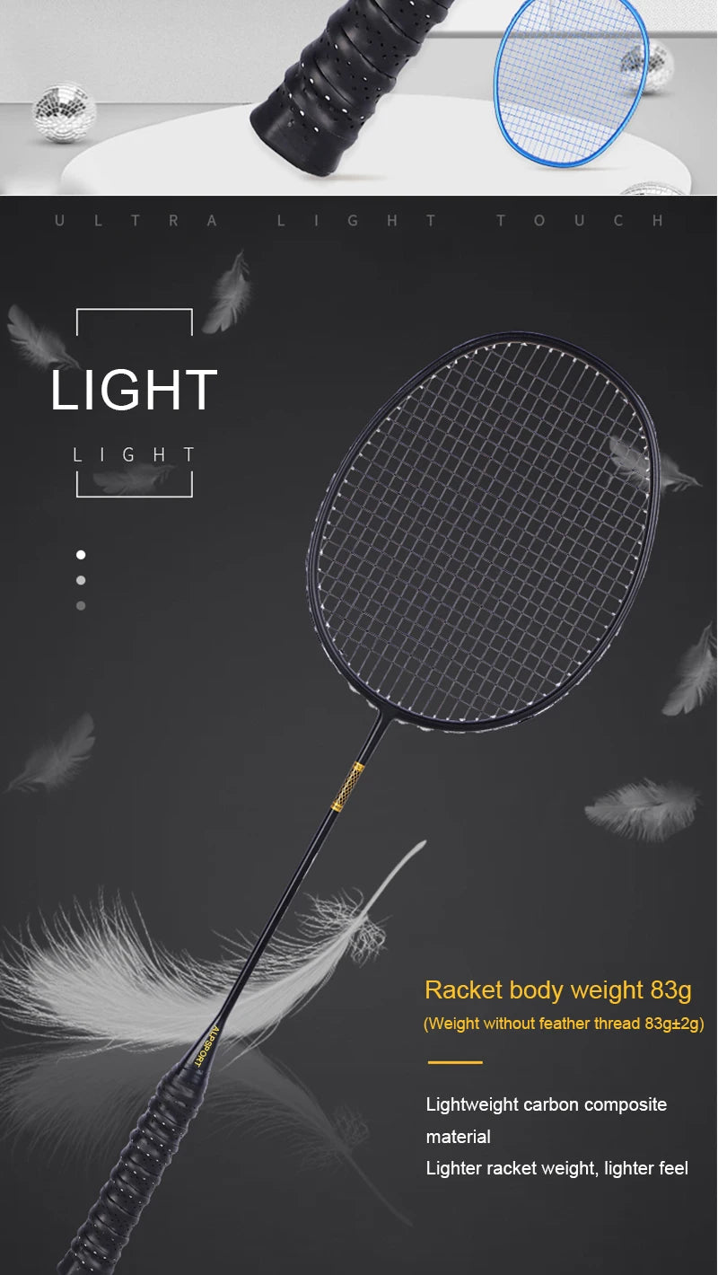 ALP ZJ2.0 Pro 4U 85g 100% Carbonfaser + Titanlegierung Badmintonschläger Ultraleichte Sportausrüstung Schläger Badmintontraining