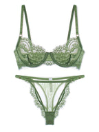 Sexy dünne Spitzen-Dessous-Slips Sets Damen große Größen BHs mit Stahlring durchsichtiges Unterwäsche-Set BH-Set