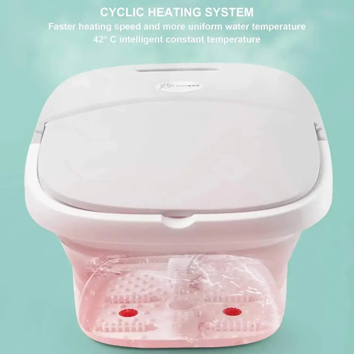 Faltbarer Fußbad-Massager mit Heizung, Vibration, 4 Rollen, Temperaturregelung, kabelloser Fernbedienung, Fuß-Spa zur Schmerzlinderung für den Heimgebrauch