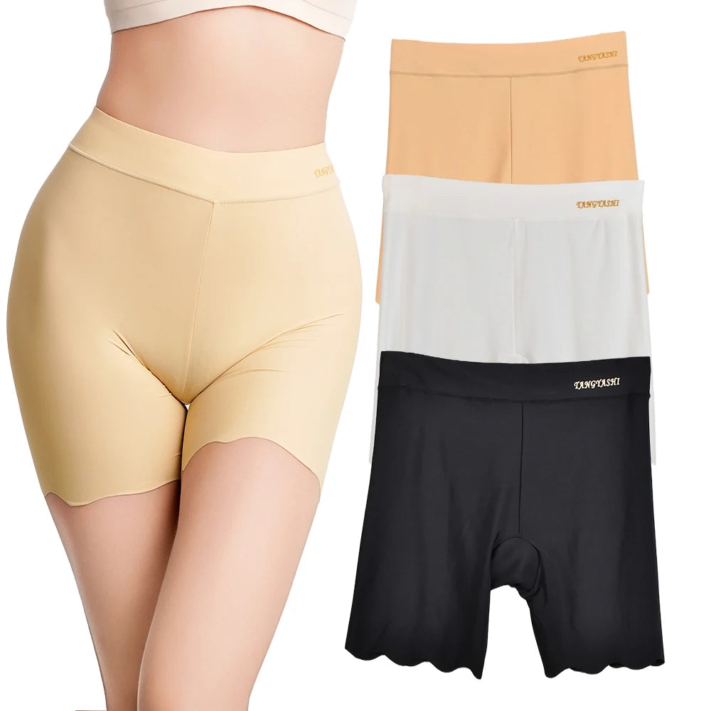 2pcs Seamless Safety Shorts Womens Ice Silk Summer Anti Rub Underwear Boxers Under Skirt Panty Big Size Short Leggings 40-100kg Main image