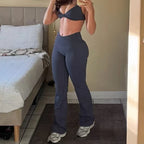 HISTELLO Vision Flare Leggings Seamless Yoga Stretchy Wide Leg Trousers Gym Running Workout Sports Clothing Quick Dry Breathable