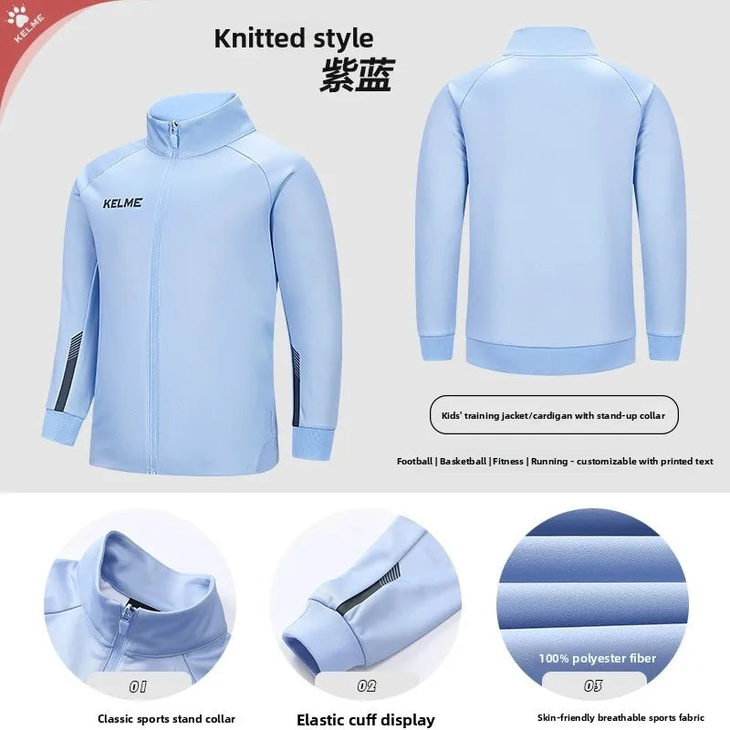 Kelme Children's Sports Jacket Autumn And Winter Knitted Jacket Outdoor Windproof Running Training Suit
