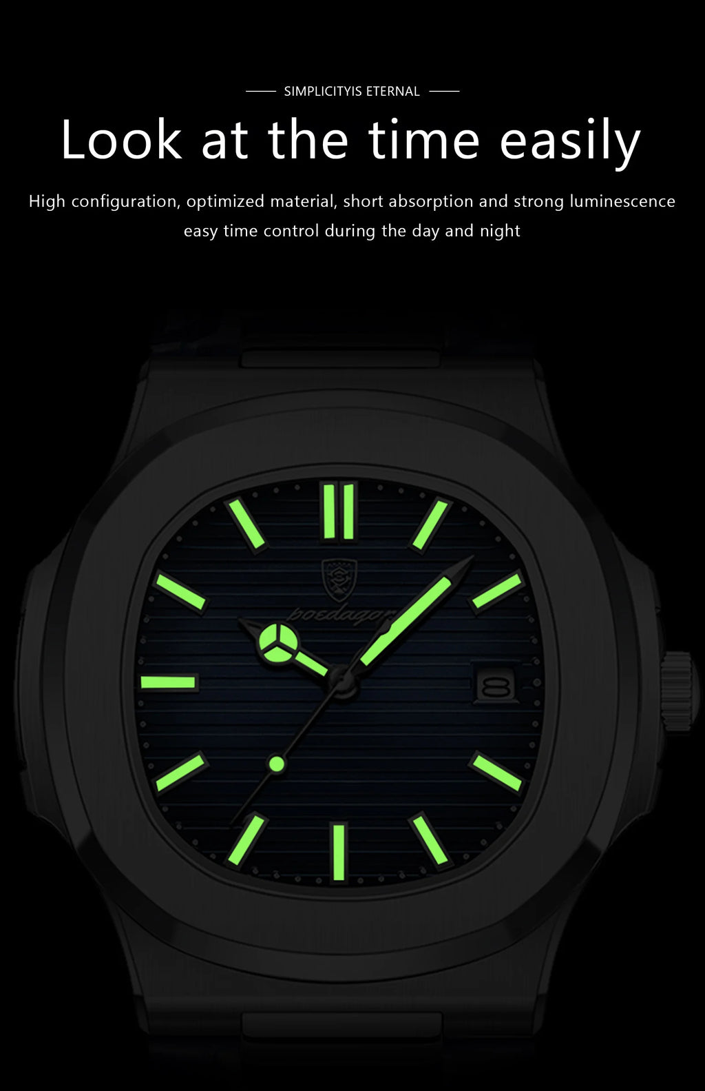POEDAGAR Top Luxus Quadratische Herrenuhr Datum Wasserdicht Leuchtend Herren Armbanduhr Hochwertige Leder Herren Quarzuhren+Box Reloj