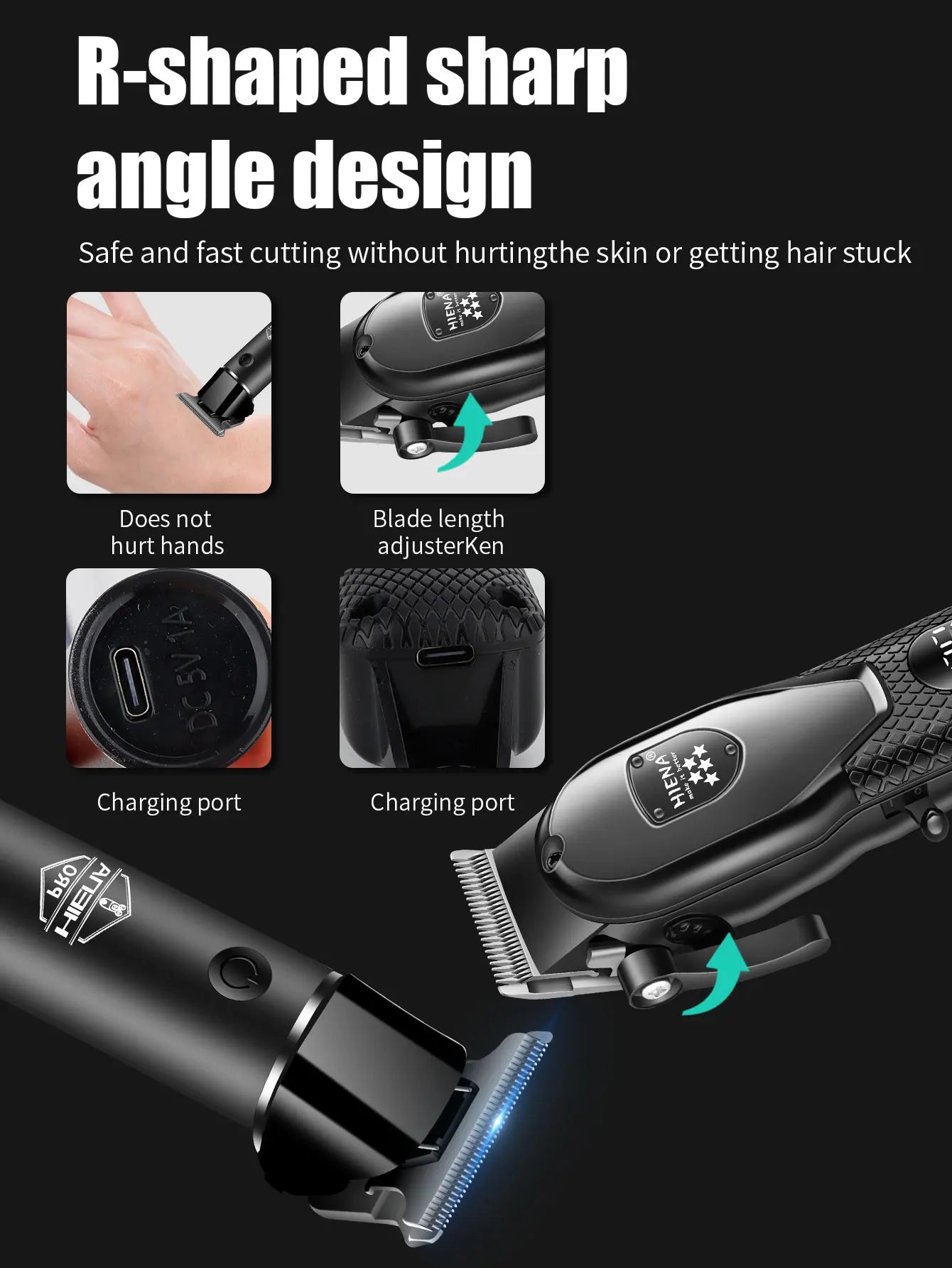 hiena Haarschneidemaschinen-Set für Herren Elektrorasierer Haartrimmer Professionelle Schneidemaschine Haartrimmer mit LCD-Digitalanzeige
