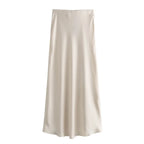 ETJ 2025 Damen Frühling neue elegante Mode All-in-One Stretch High-Waist A-Linie Seidensatin Rock in mehreren Farboptionen