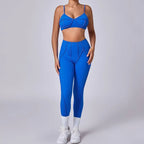 Nahtlose Yoga-Sets Sport-Fitness Hochbund-Hüfthebe-Formhose Rückenfreier BH-Anzug Workout-Gym-Leggings-Sets für Damen